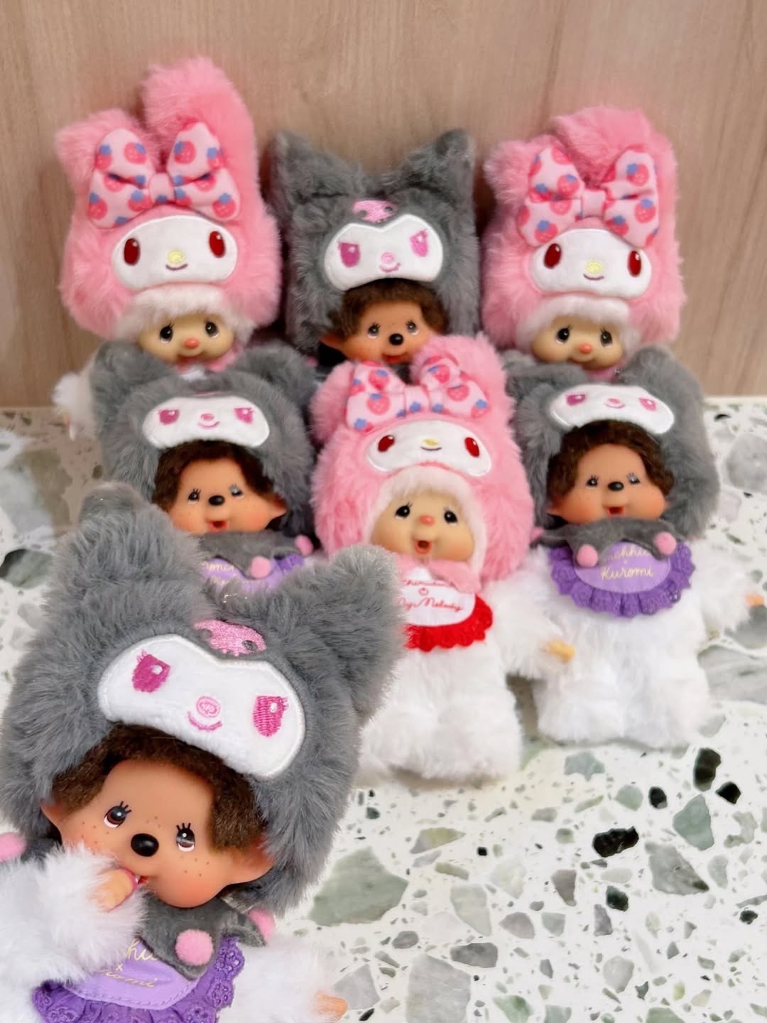 【Luxury】🇯🇵 Sanrio × Monchhichi  庫洛米 🖤 × 美樂蒂 💗 限定吊飾 限量聯名 正品代購 日本限定 三麗鷗人氣聯名吊飾 Melody Kuromi クロミ 蒙奇奇