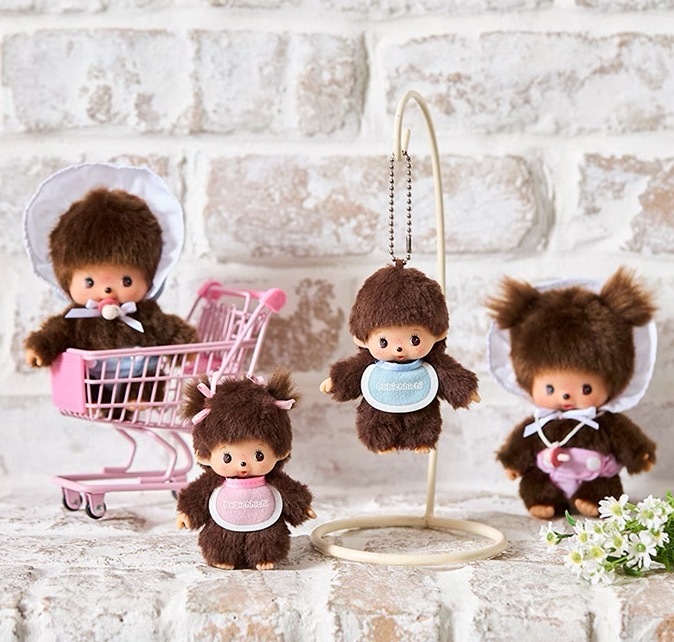 【Luxury】日本代購 Monchhichi 嬰兒 幼兒造型 圍兜兜 Babychichi 鑰匙圈 女孩 男孩 小BABY系列