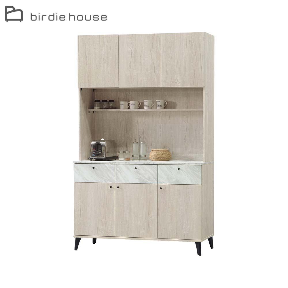 柏蒂家居-弗利特4尺六門三抽高餐櫃/收納置物櫃(上座+下座)