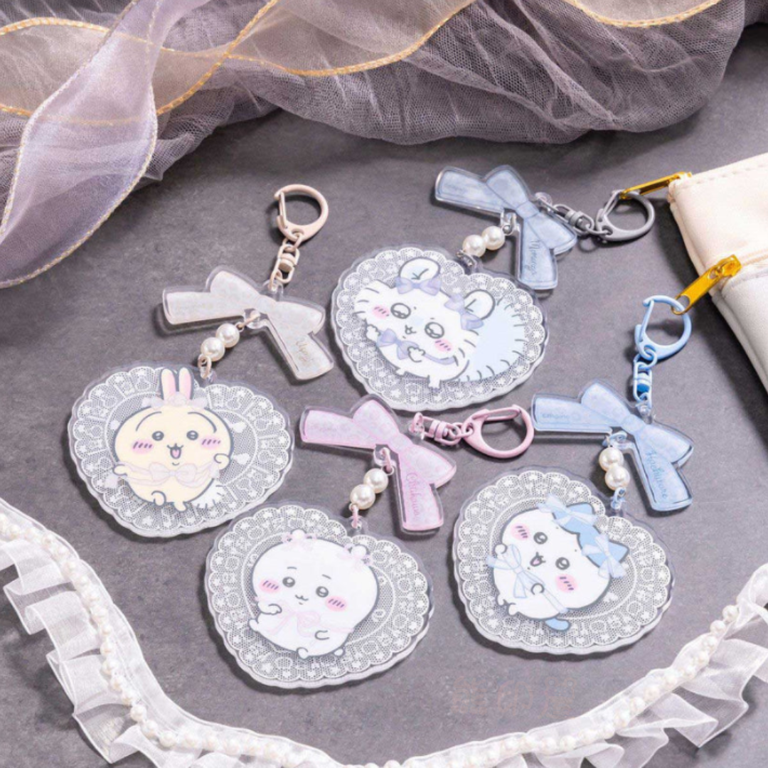 Chiikawa 蕾絲心形系列 吉伊卡哇款 壓克力鎖匙扣掛飾吊飾