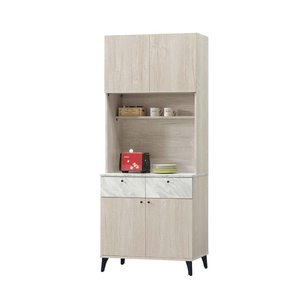 柏蒂家居-弗利特2.7尺四門二抽高餐櫃/收納置物櫃(上座+下座)