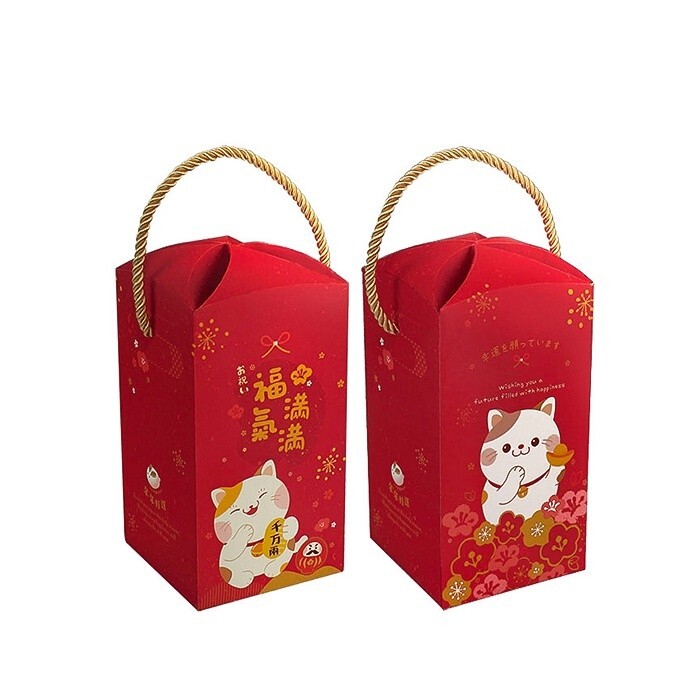 花苞提盒(小) 春節-滿福喵 10入/包 8*8*15.5cm【3A19-508004-1】