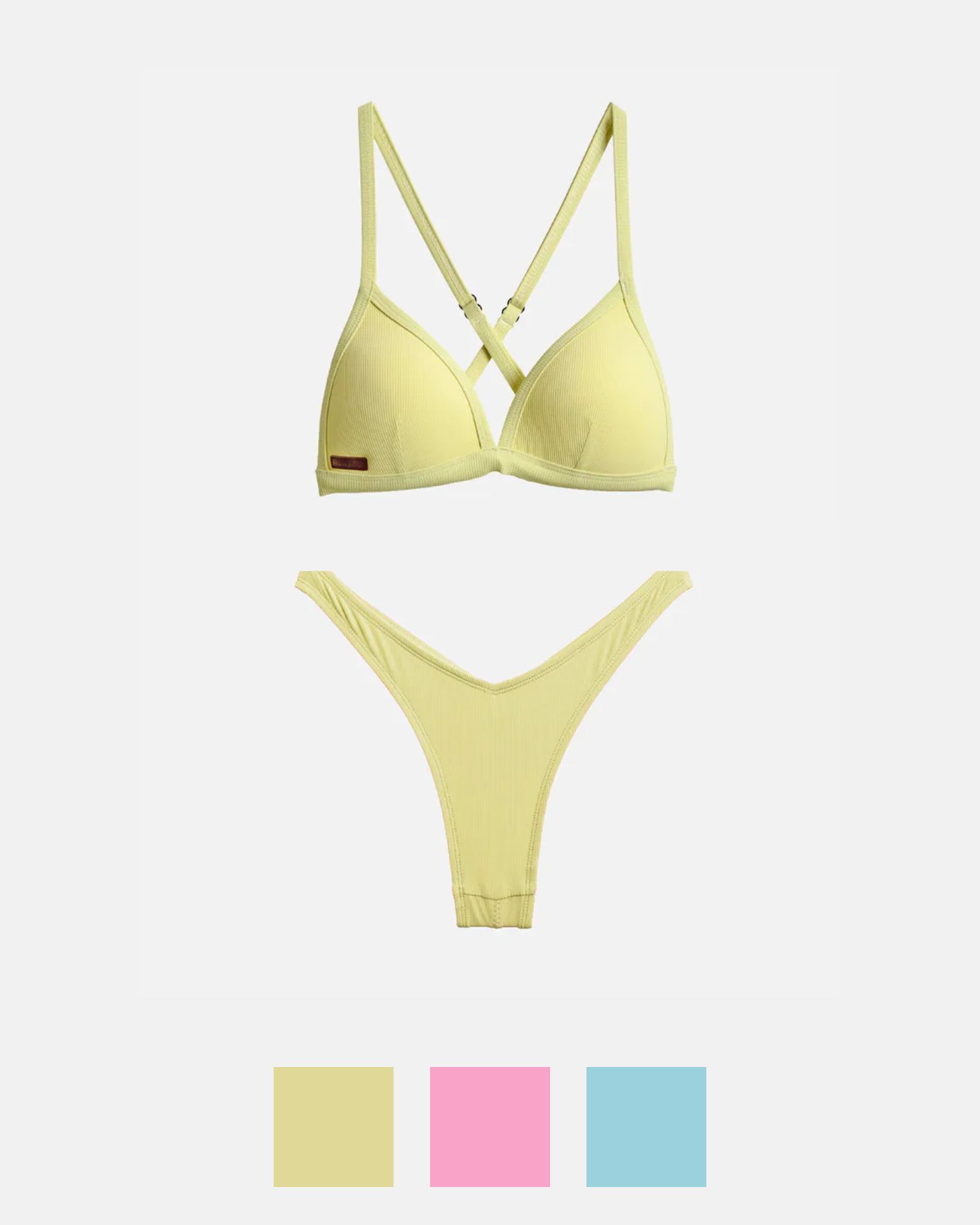 【熱銷羅紋-淺色】UPii+VEW 三角美胸背勾x海鷗丁套組