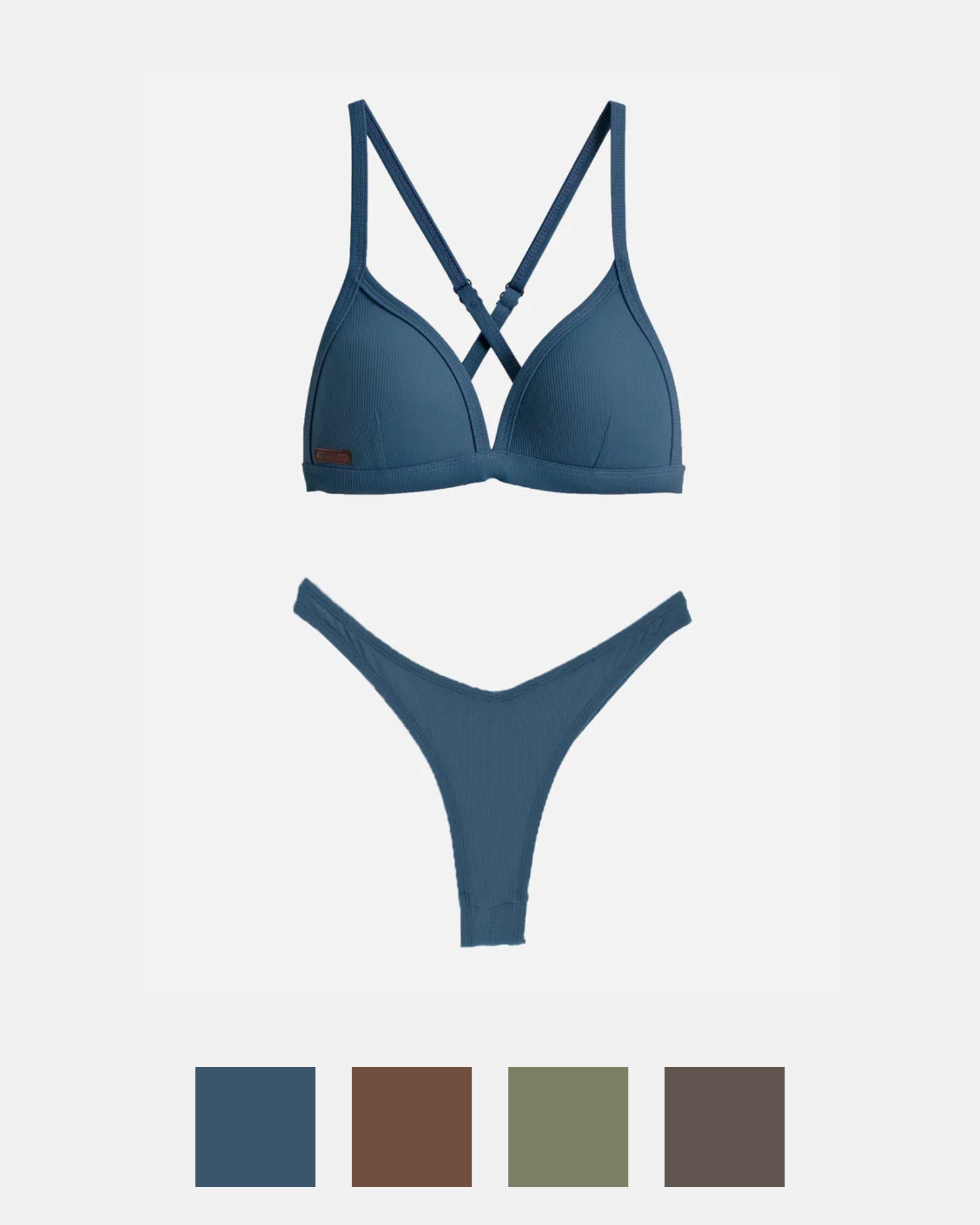 【熱銷羅紋-深色】UPii+VEW 三角美胸背勾x海鷗丁套組