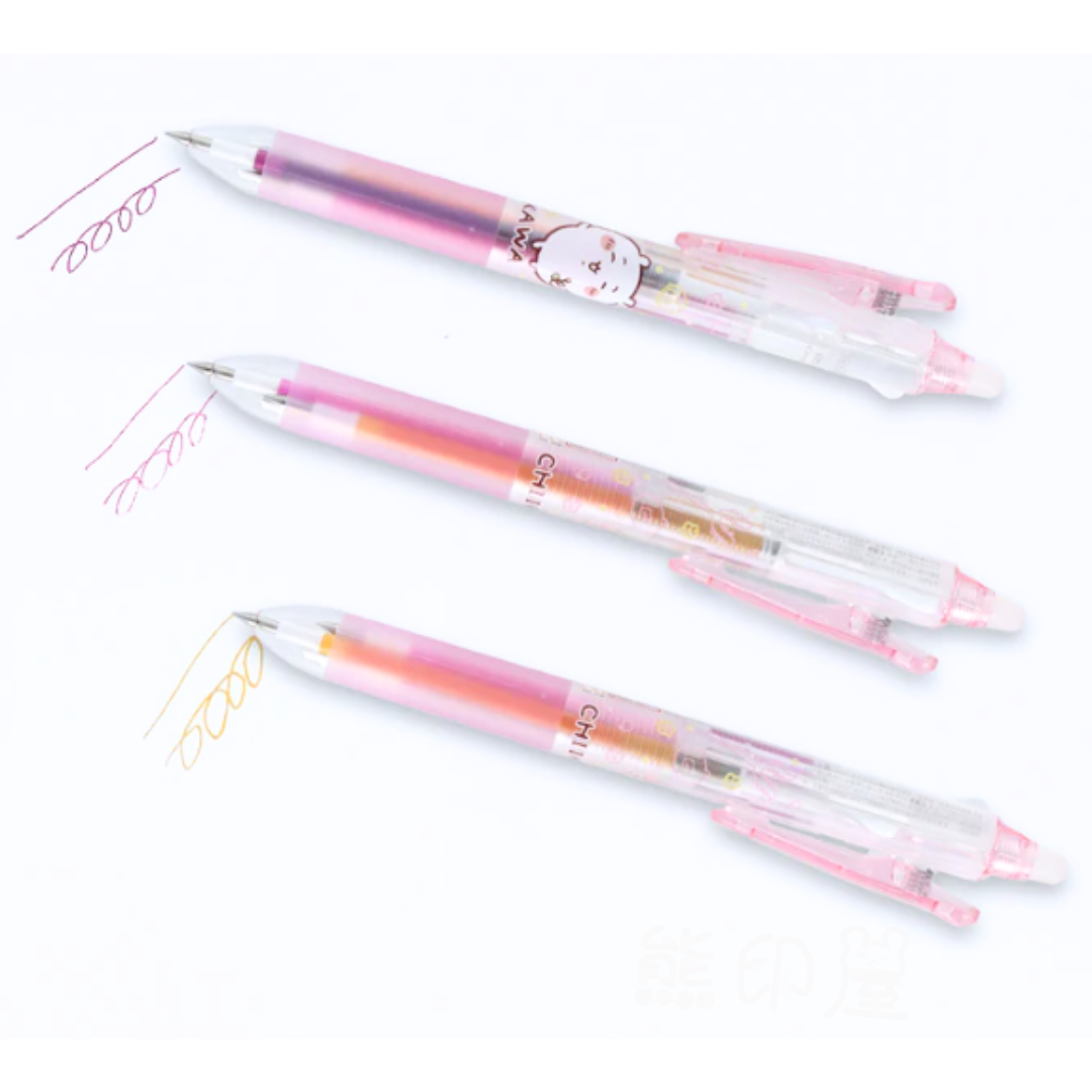 日本Chiikawa 吉伊卡哇款可擦三色原子筆(紅,粉,橙色) 日本製