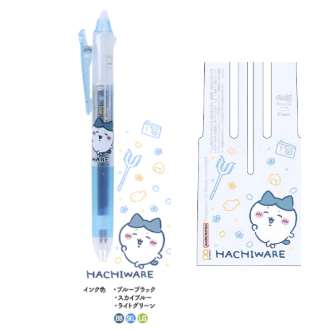 日本Chiikawa 小八貓款可擦三色原子筆 (藍黑,天藍,淺綠色) 日本製