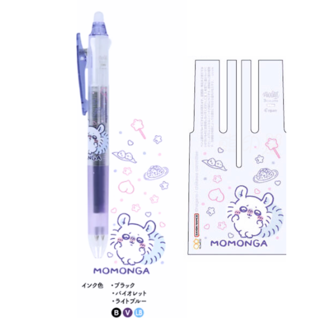 日本Chiikawa 飛鼠款可擦三色原子筆(黑,紫紅,淺藍色) 日本製