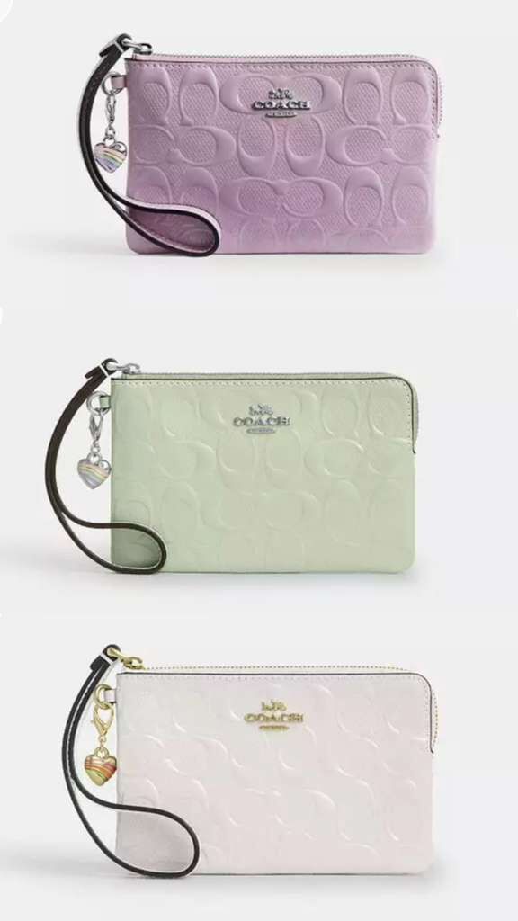 VR056 Coach 暗花Signature拉鏈手拿包