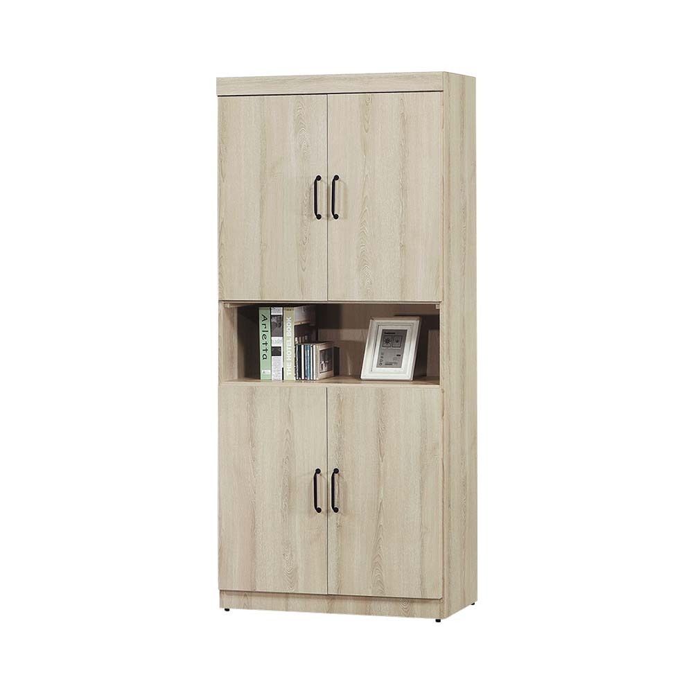 柏蒂家居-奧柏2.7尺四門中開放式書櫃/收納置物櫃/展示櫃