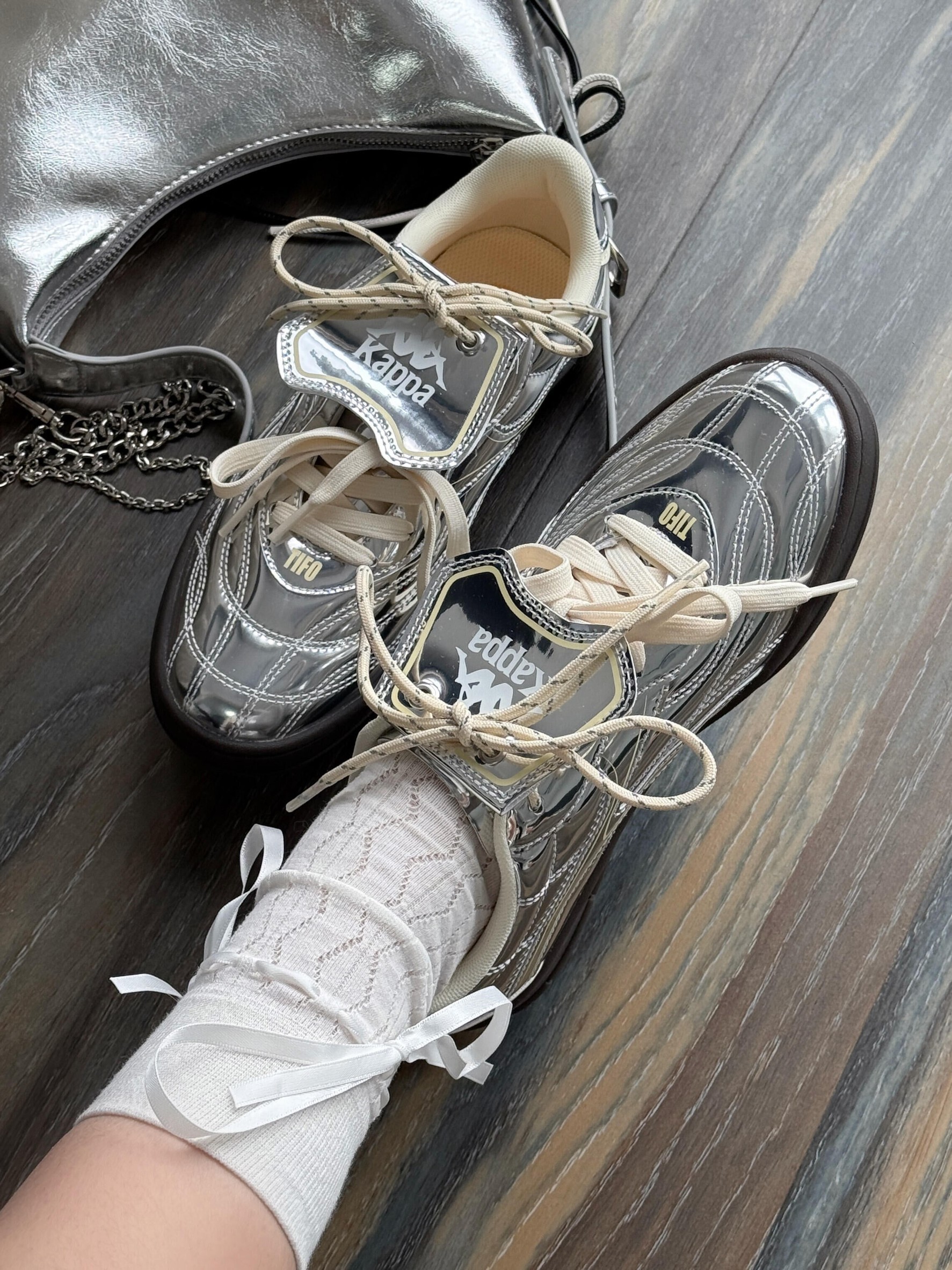 KAPPA 復古小香風翻蓋德訓鞋 液態銀 銀色 Y2K 女款 K0FZ5CC22CA-171