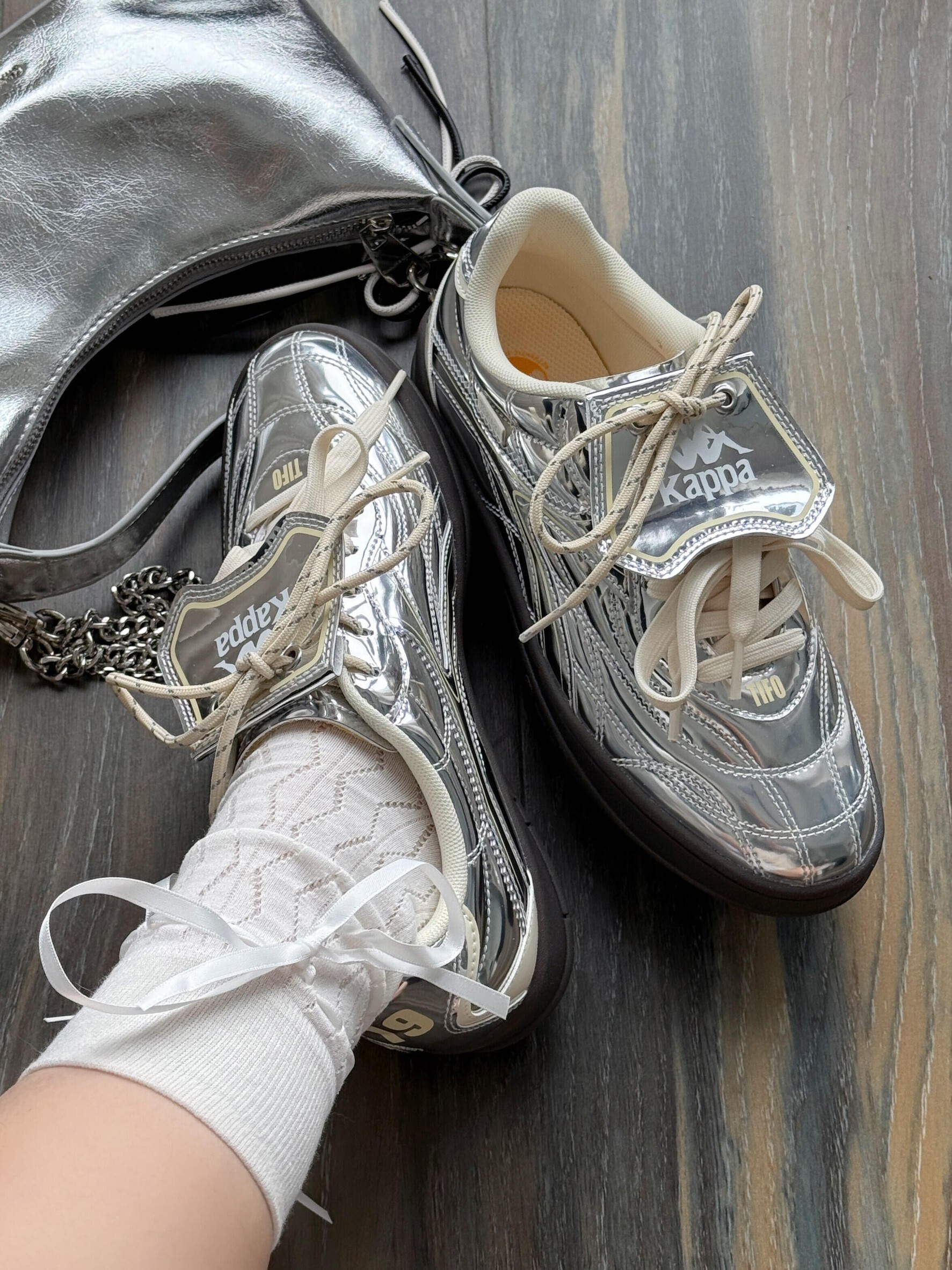 KAPPA 復古小香風翻蓋德訓鞋 液態銀 銀色 Y2K 女款 K0FZ5CC22CA-171