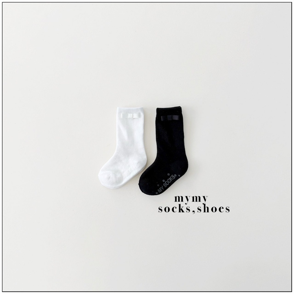 正韓春Mysocks 經典黑白蝴蝶結襪(一組兩入)