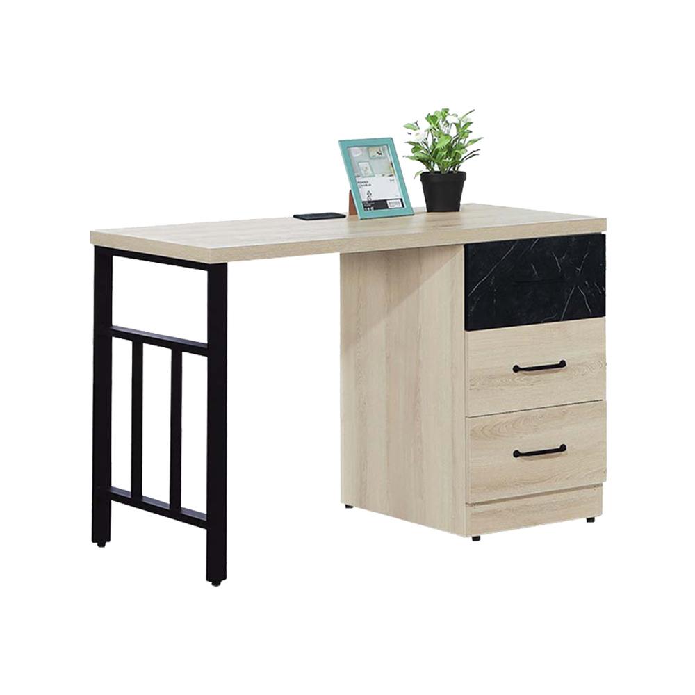 柏蒂家居-奧柏4尺三抽書桌/工作桌