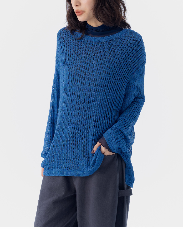 质感针织镂空造型宽版上衣 四色售【01013521】现+预