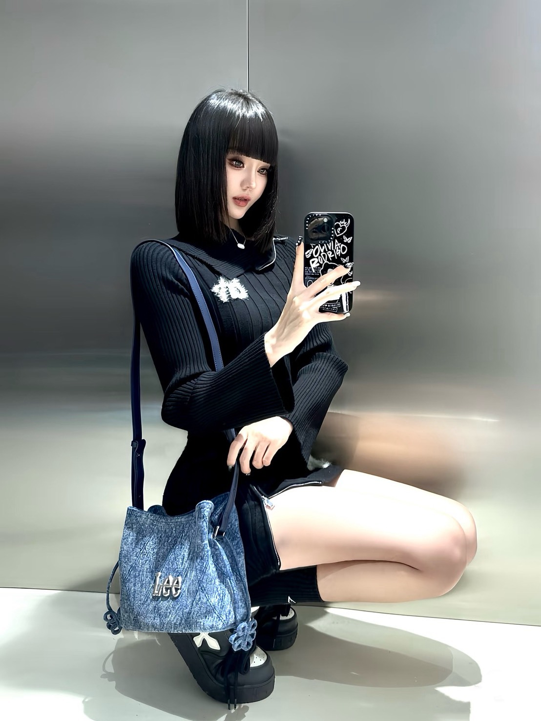 【預購】LEE 小花繩結 側背包 復古 花結 水洗 單寧 斜背包 肩背包 水桶包 LE240104M523