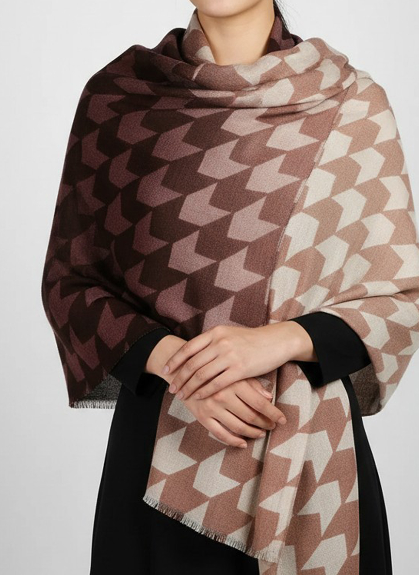 義大利千鳥格雙色披肩