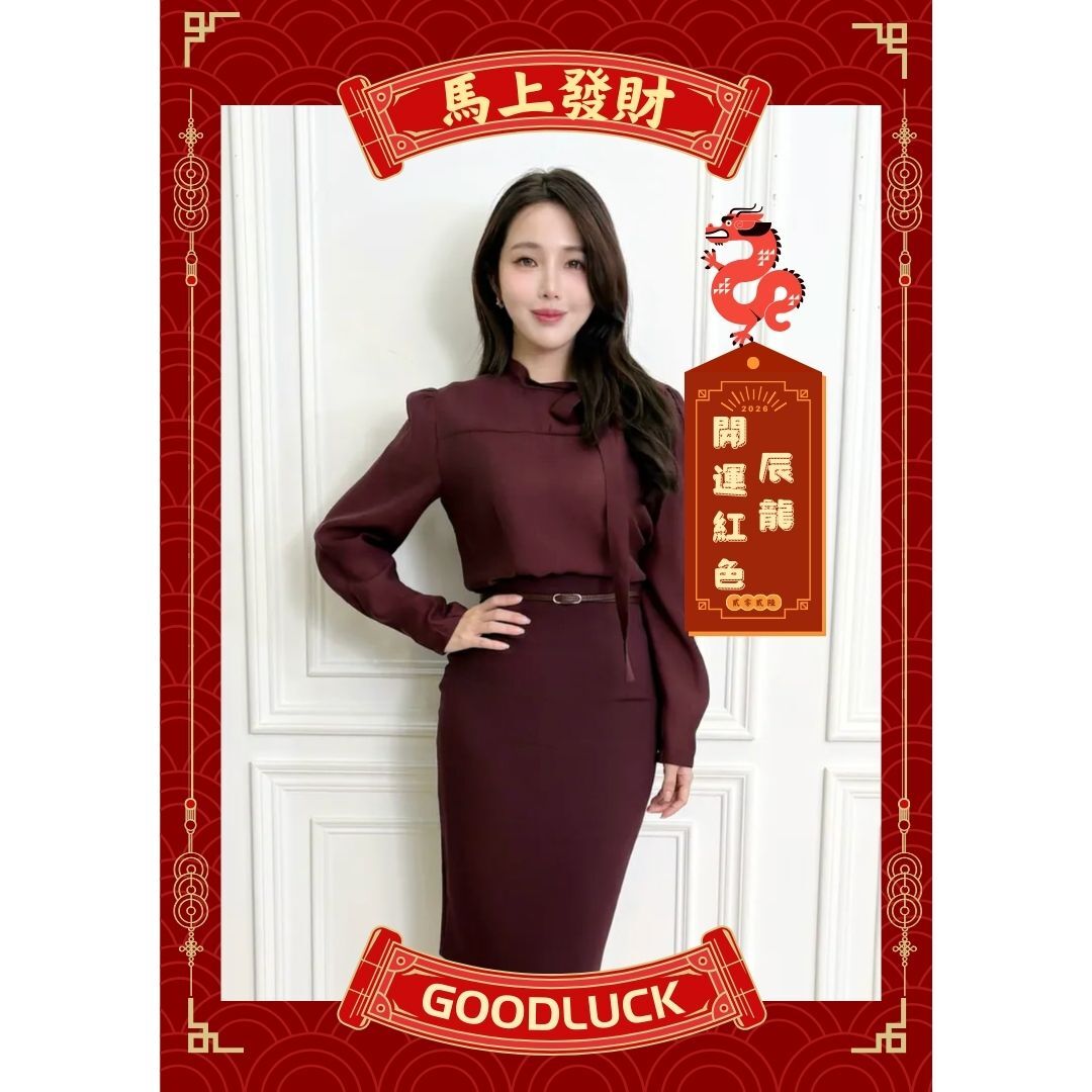 透膚感領綁帶上衣(長袖)