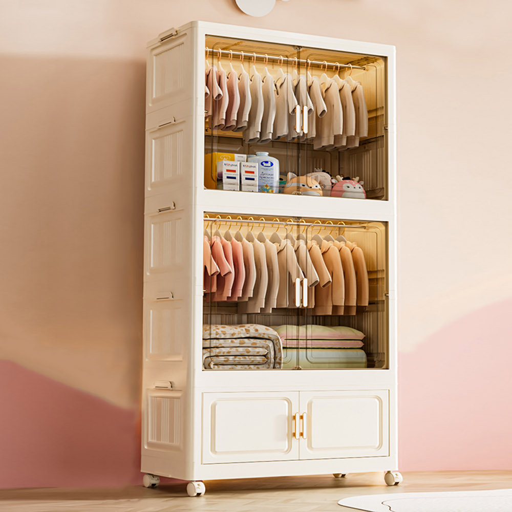 【AOTTO】簡約80面寬雙開門附輪收納衣櫃(AT-080)