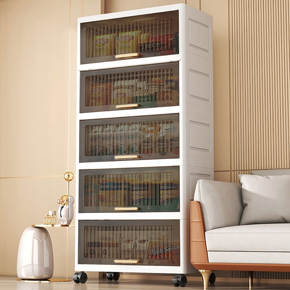 【AOTTO】60面寬附輪五層翻蓋收納櫃(AC-061BK)