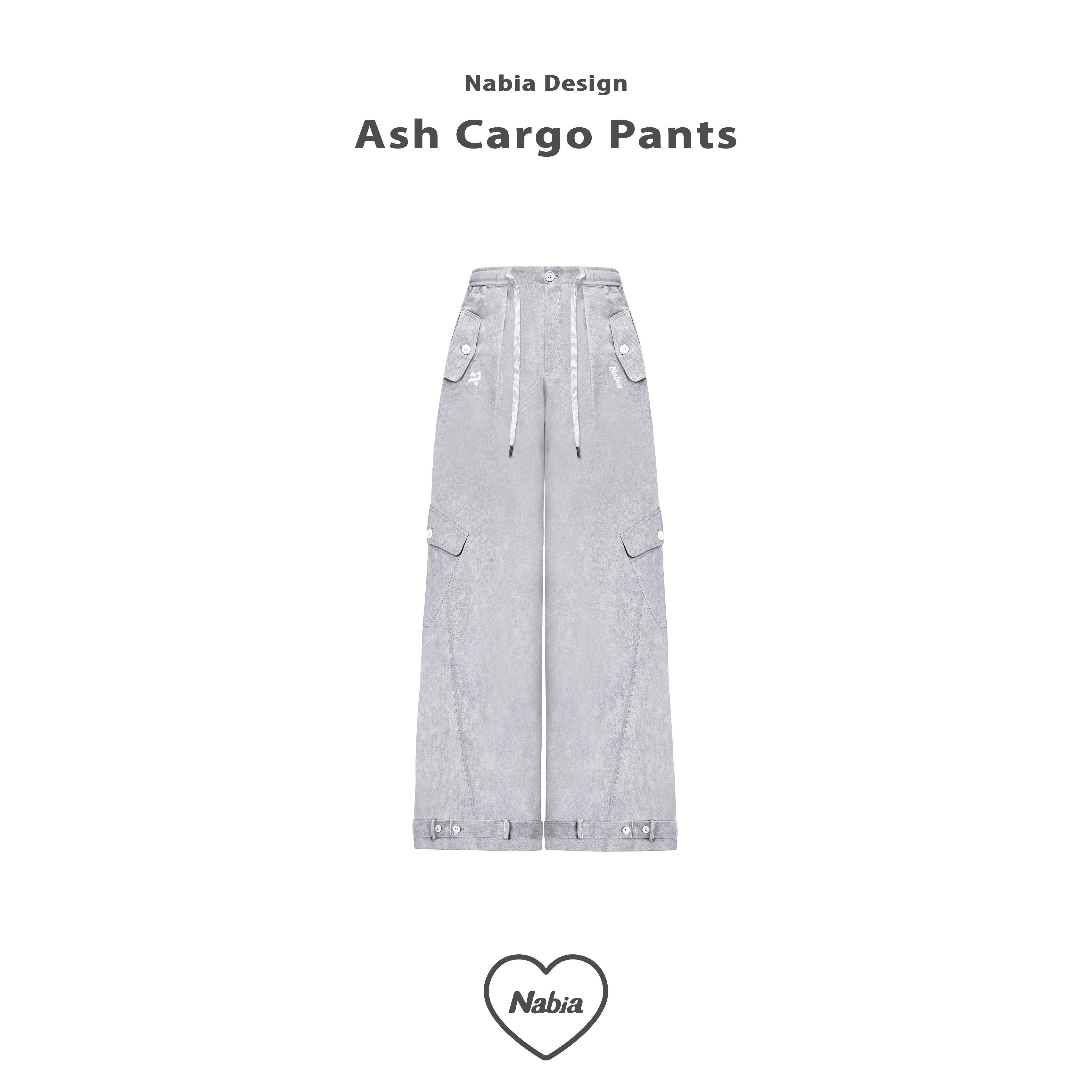 水洗灰修身工裝褲