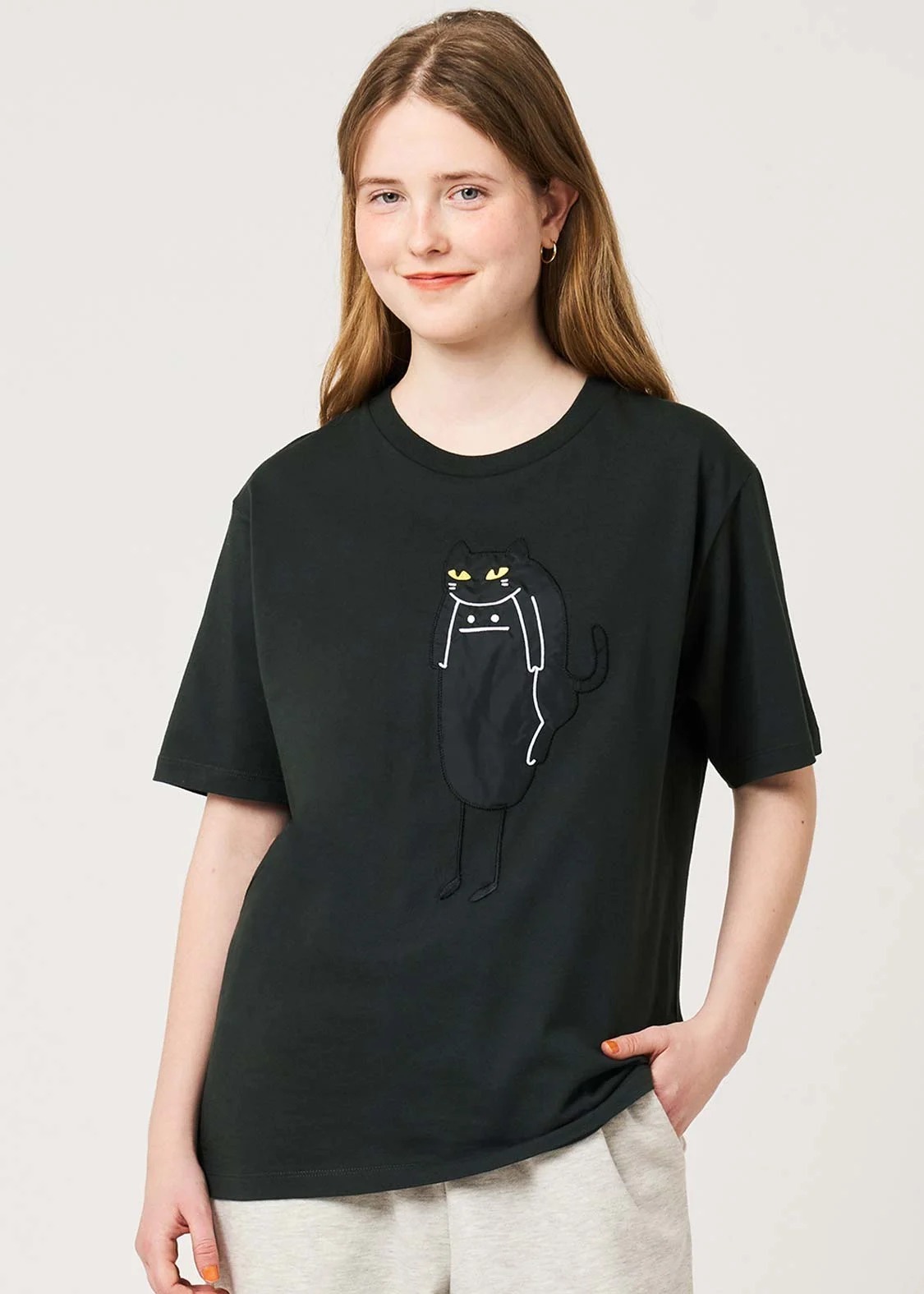 日本預訂 graniph GH Neko Kaburi Beautiful Shadow | T-shirt BALCK