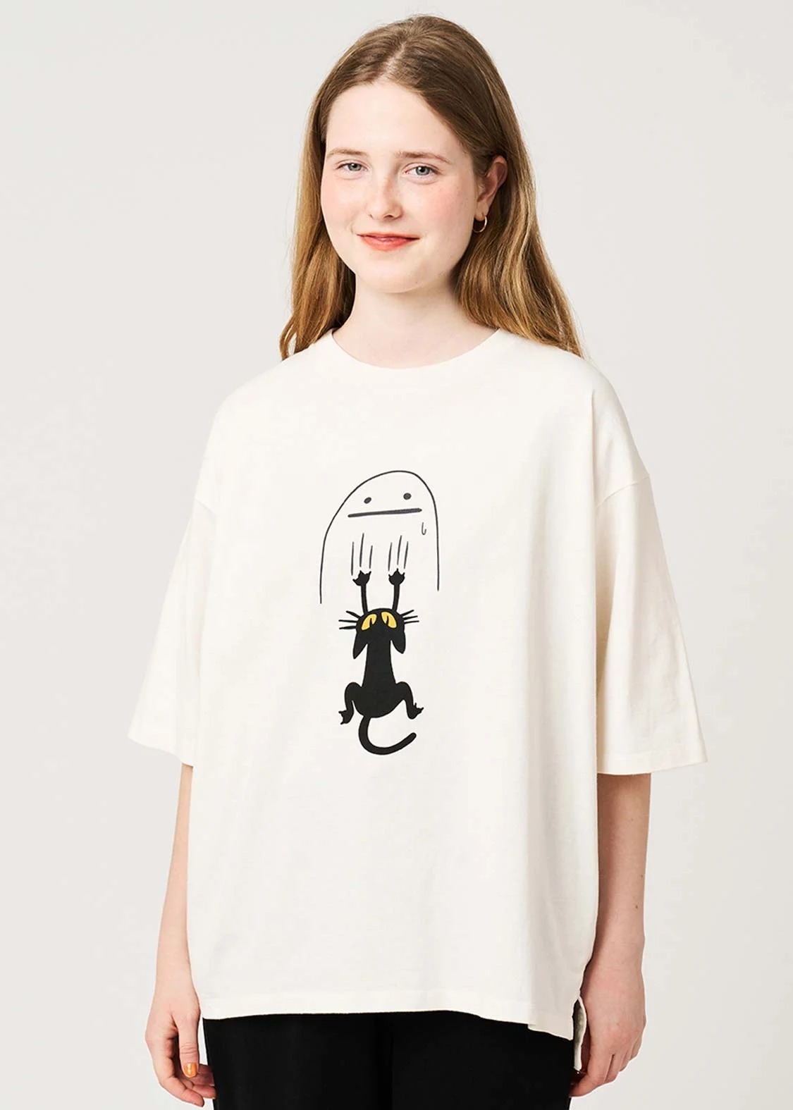 日本預訂 graniph GH Neko Kaburi Beautiful Shadow | Pigment Big Silhouette T-shirt