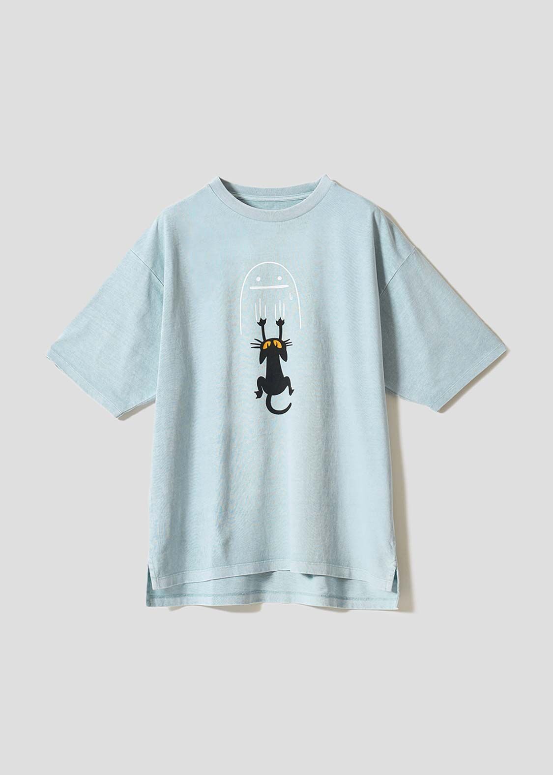 日本預訂 graniph GH Neko Kaburi Beautiful Shadow | Pigment Big Silhouette T-shirt BLUE