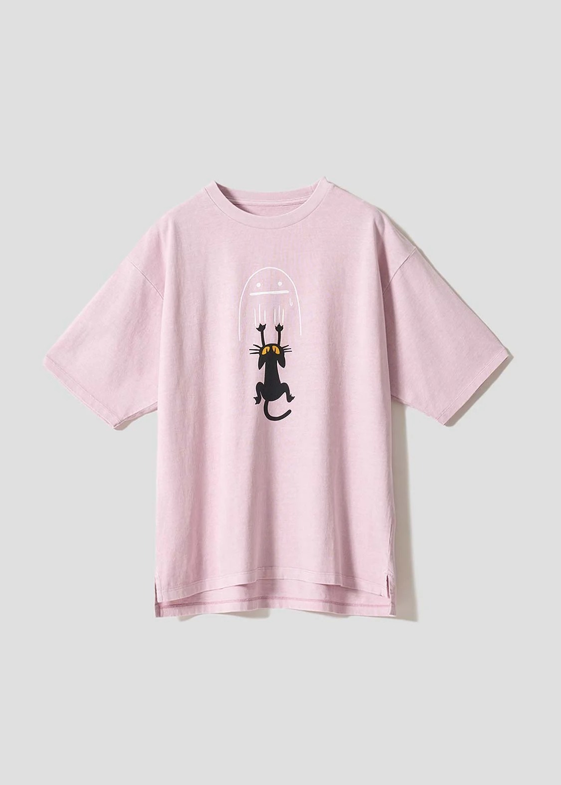 日本預訂 graniph GH Neko Kaburi Beautiful Shadow | Pigment Big Silhouette T-shirt PINK