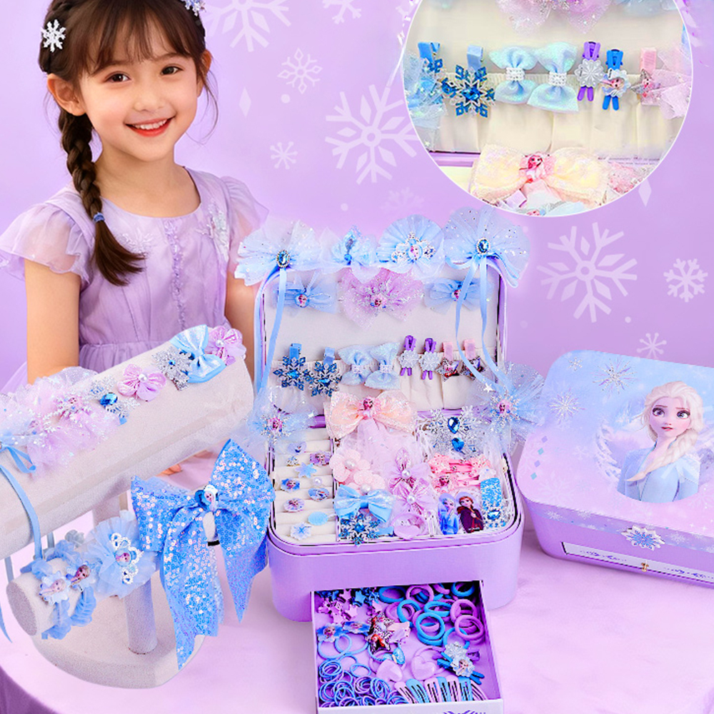 迪士尼冰雪奇缘系列-豪華髮飾禮盒150件組(一髮圈算一件)