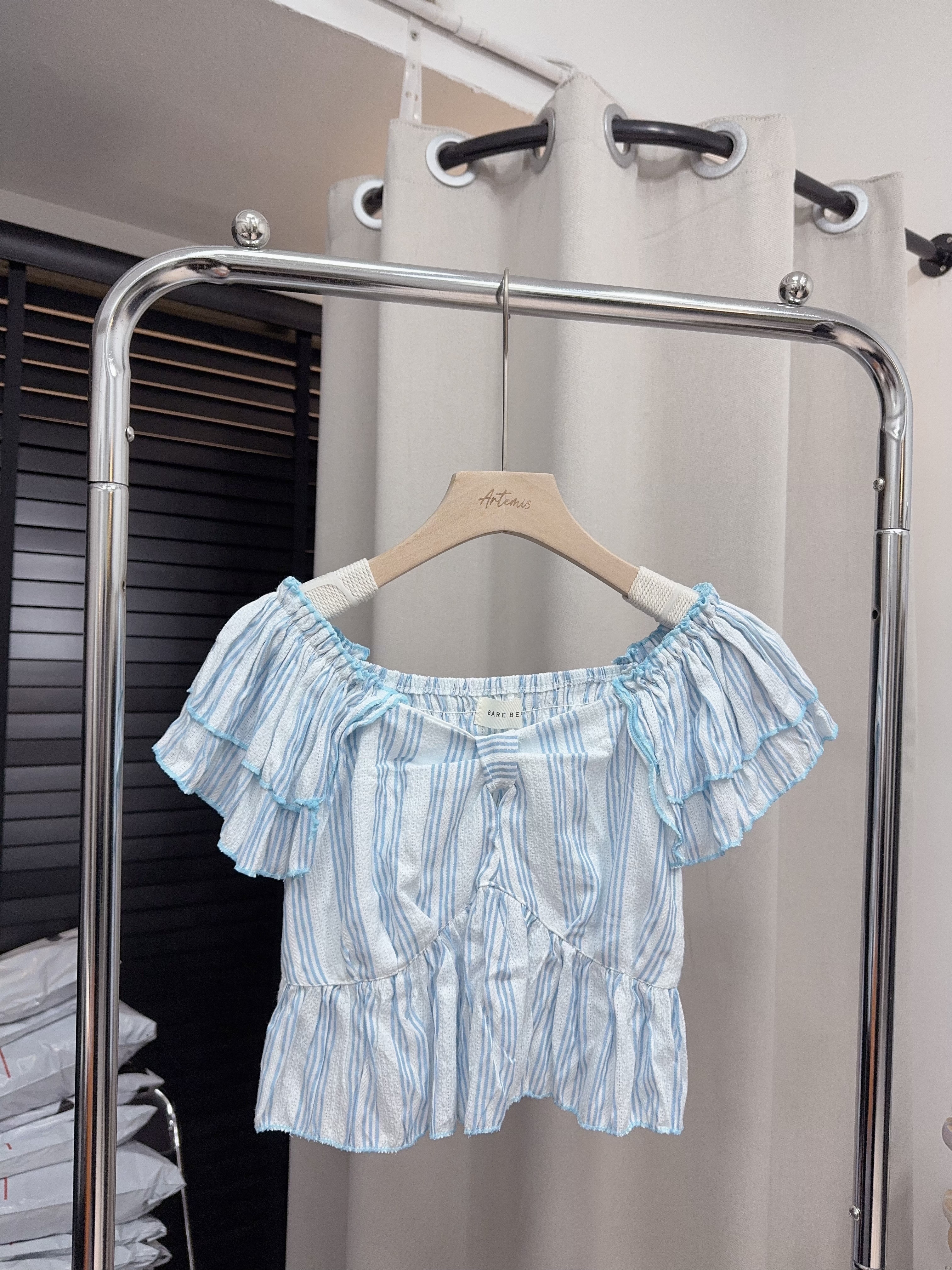 藍色條紋短Top（可一字肩）