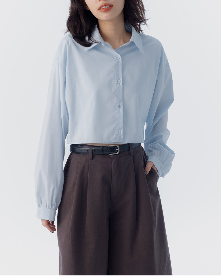 简约基本素面短版衬衫 五色售【01025742】现+预