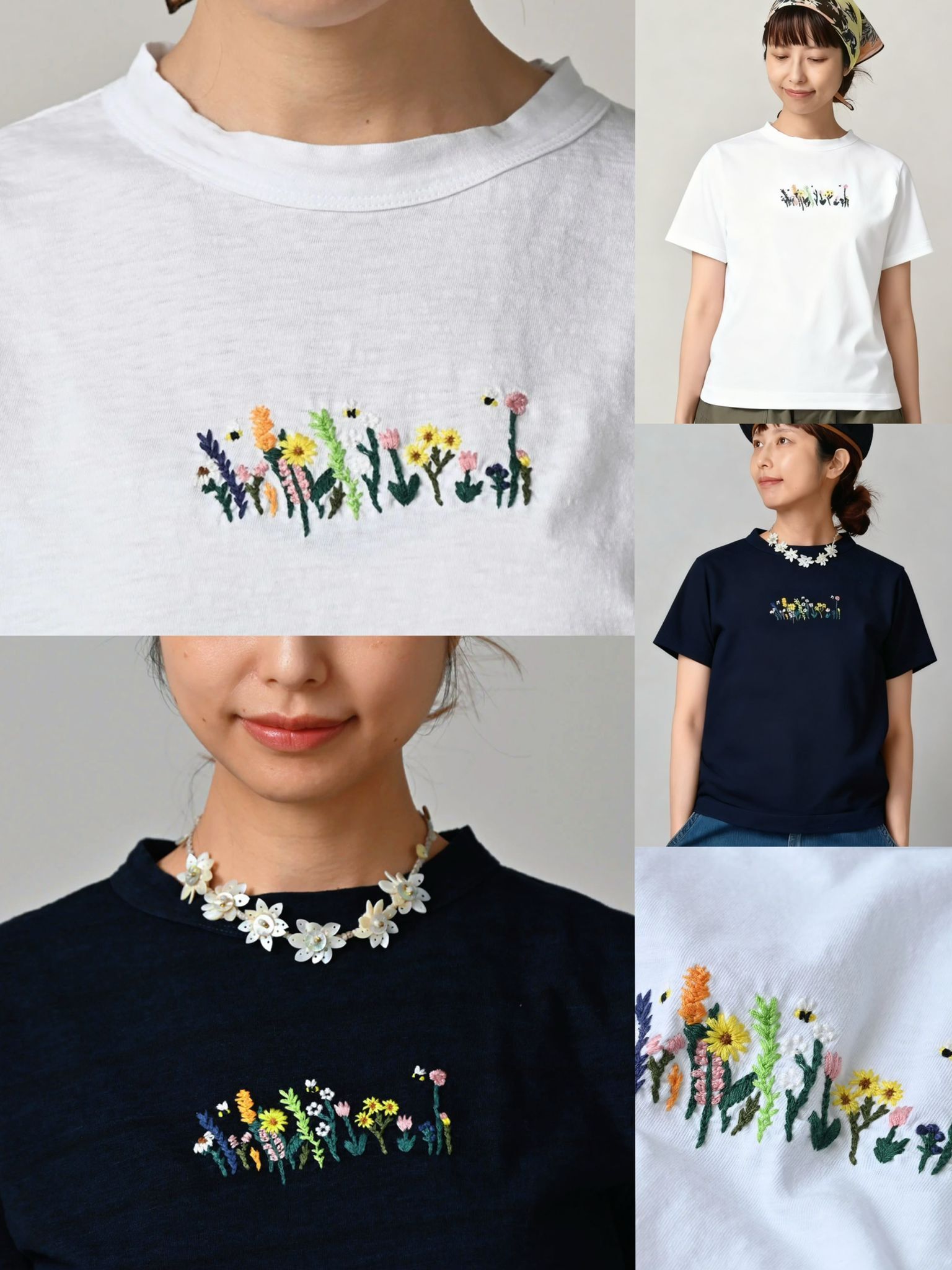45R 短袖花簇刺繡TEE