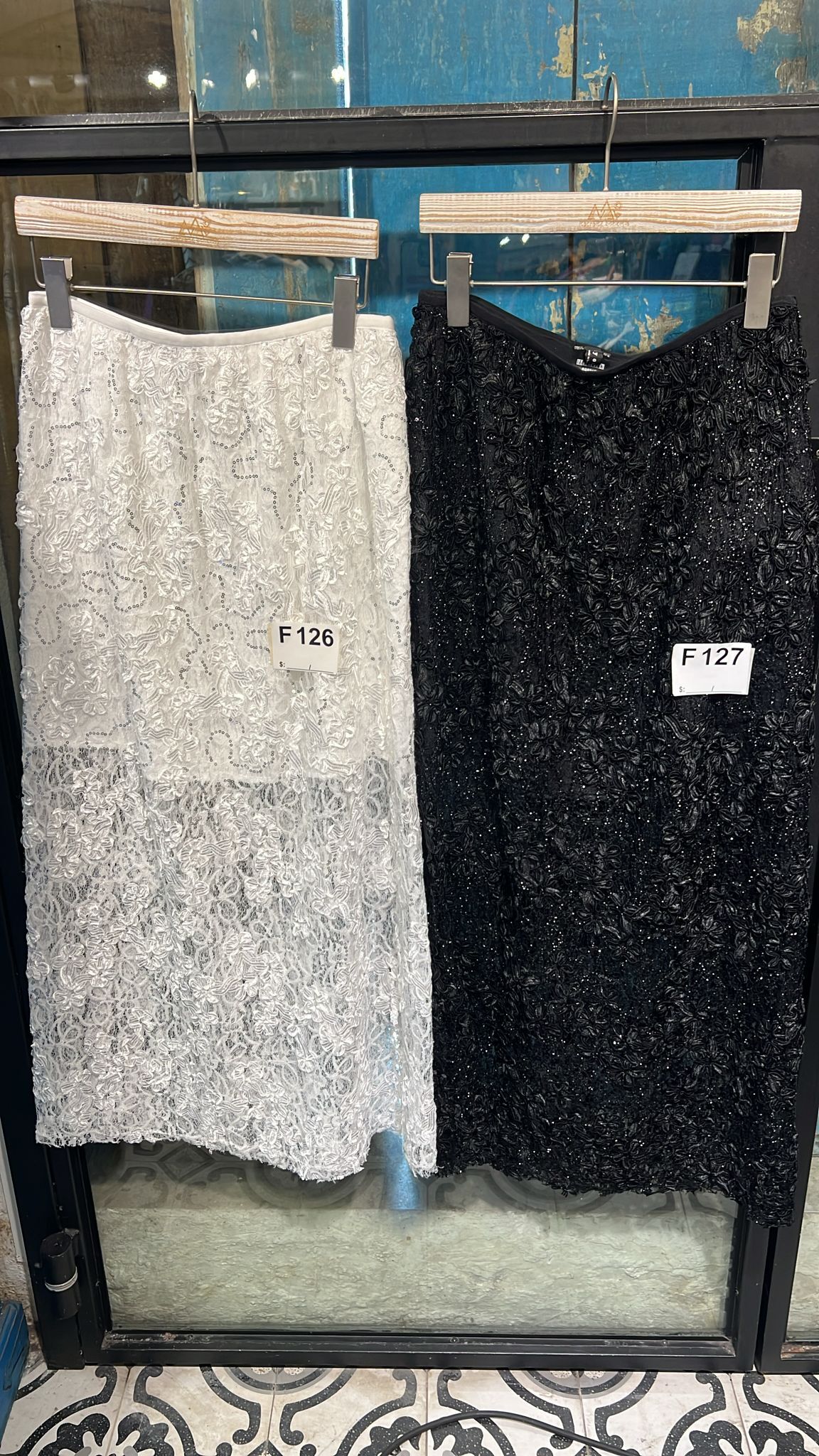 [訂貨約10天] Macrame skirt KOR0329 - F126 white / F127 black (0223live)