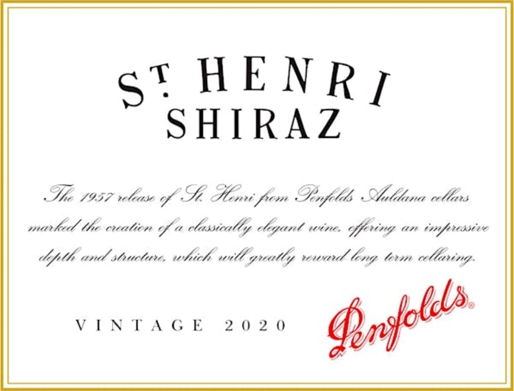 Penfolds St. Henri Shiraz 2020 (WS95)