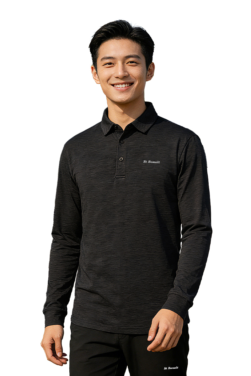 單色涼感速乾長袖POLO衫｜男款 9062 (吸濕排汗、速乾衣、涼感)