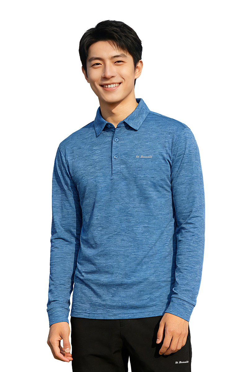 單色涼感速乾長袖POLO衫｜男款 9062 (吸濕排汗、速乾衣、涼感)