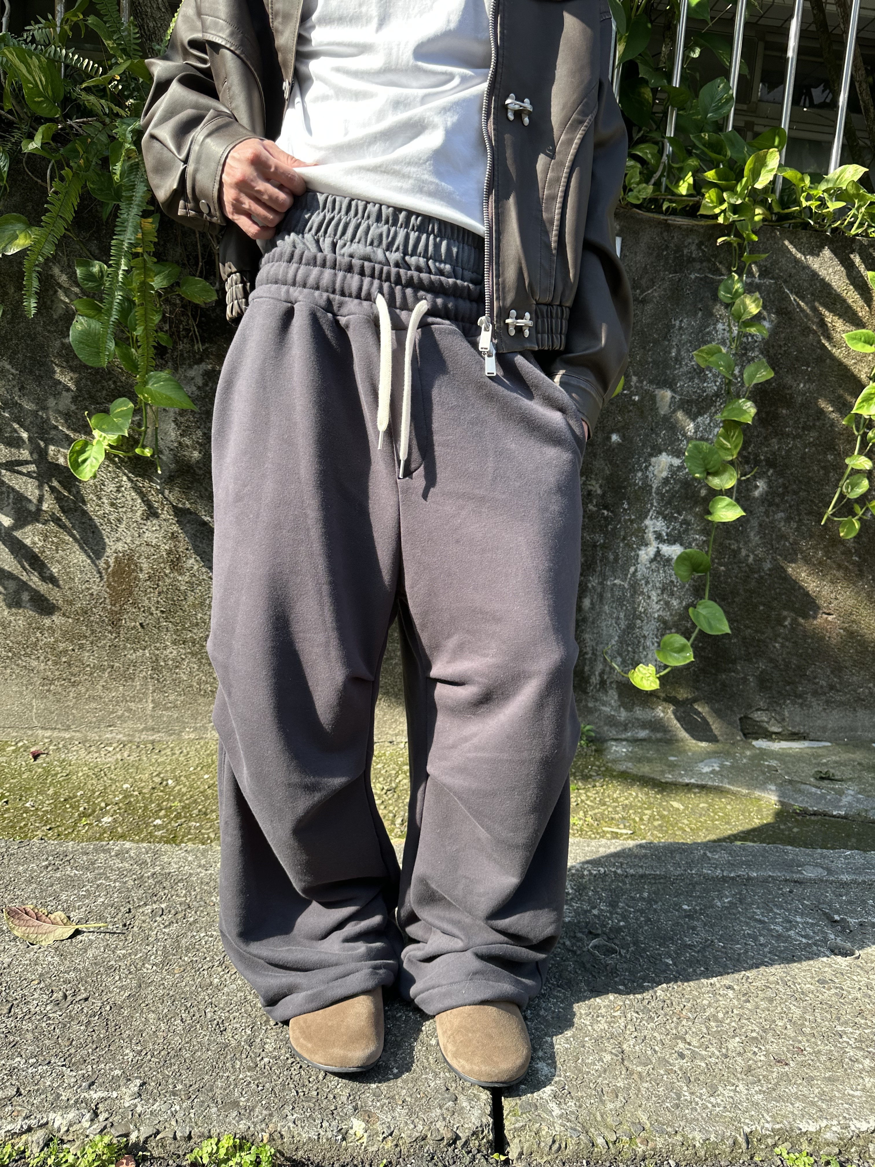 雙層褲頭 抽繩鬆緊 寬鬆 Sagging棉長褲