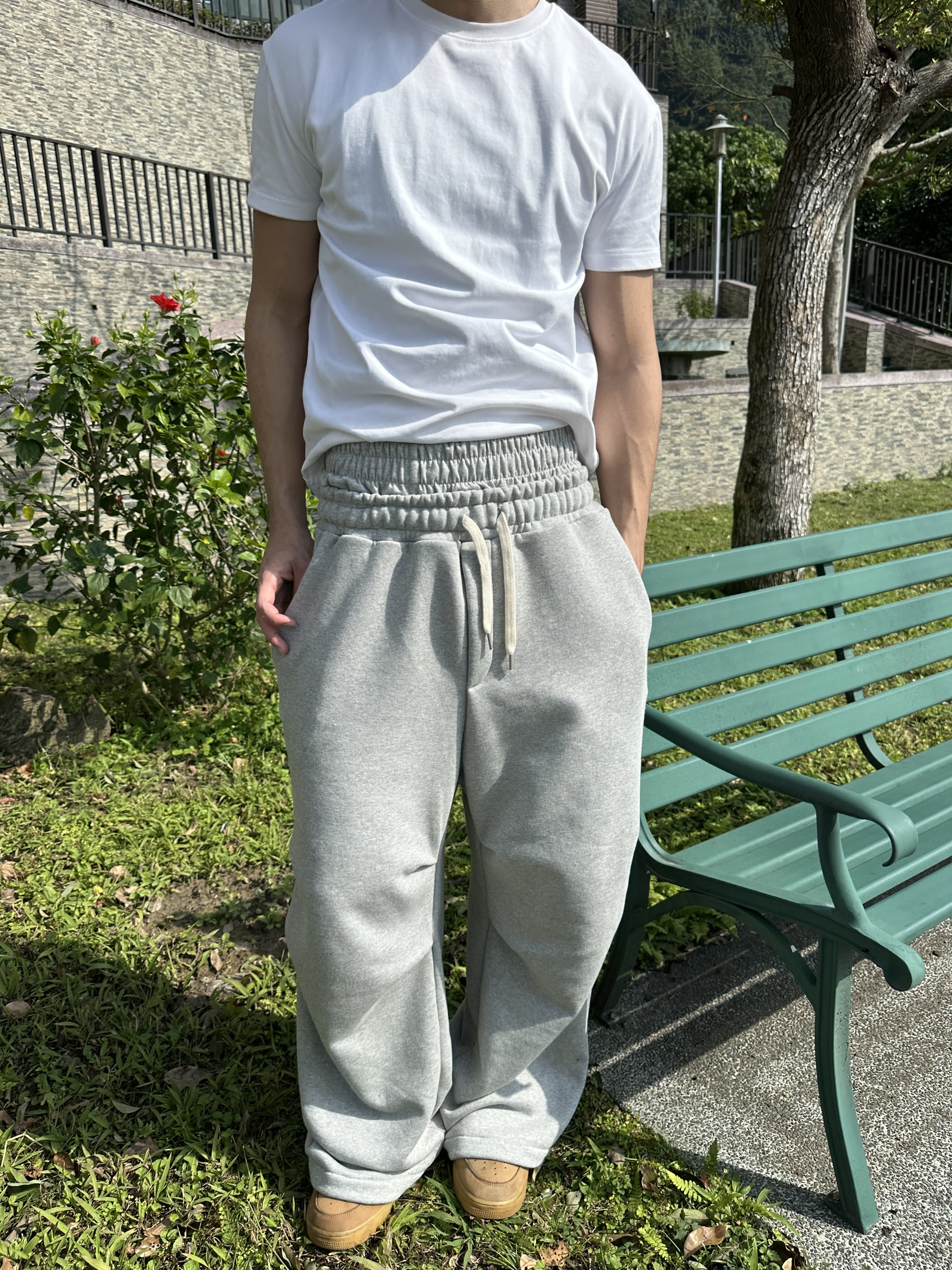 雙層褲頭 抽繩鬆緊 寬鬆 Sagging棉長褲