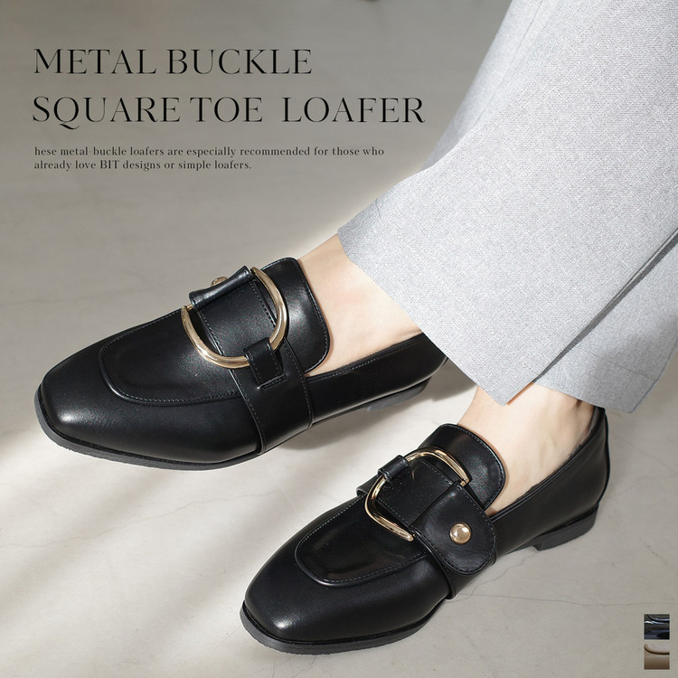 秩序時尚 金屬扣方頭低跟樂福鞋【RYL403】