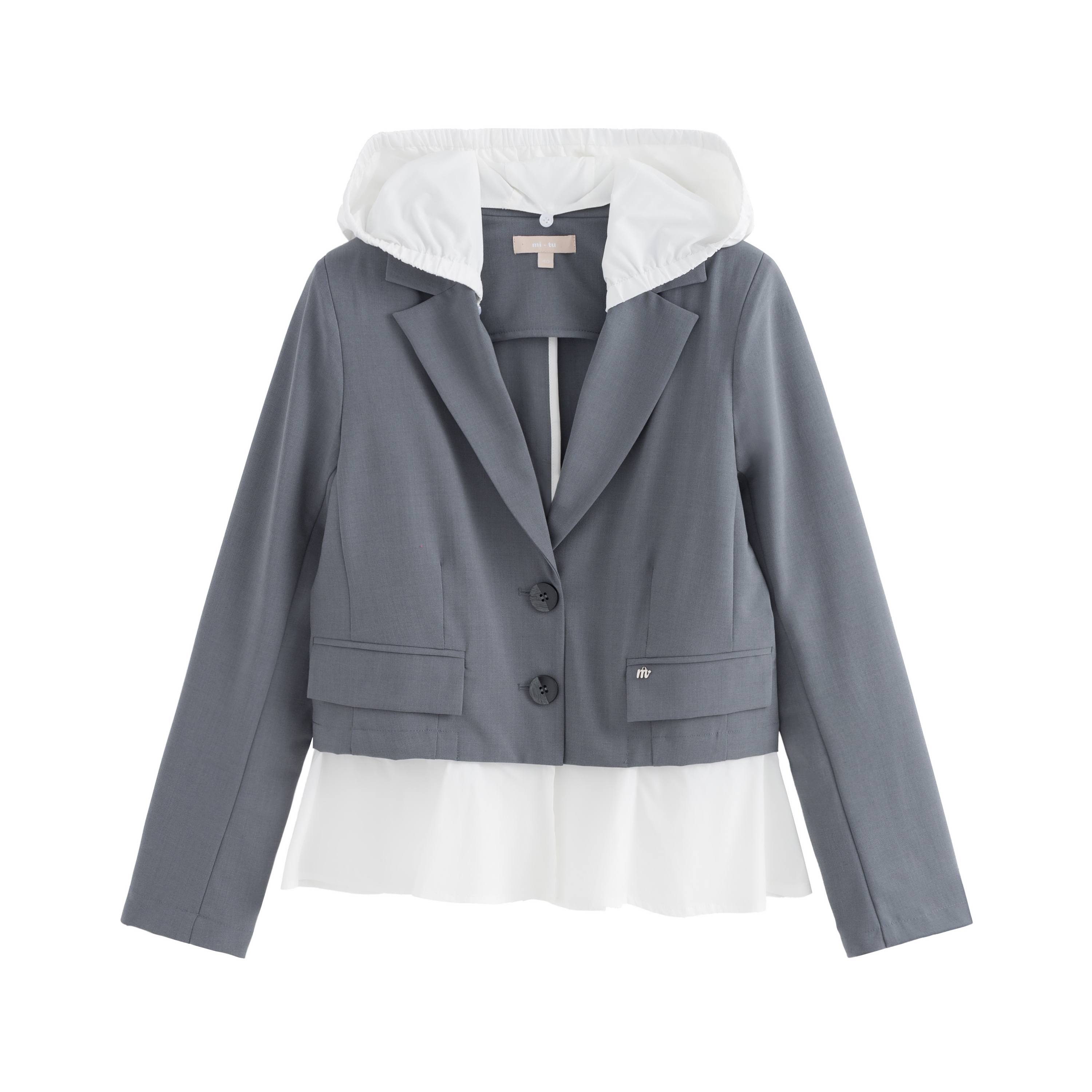 mi-tu 西裝兩件套連帽外套