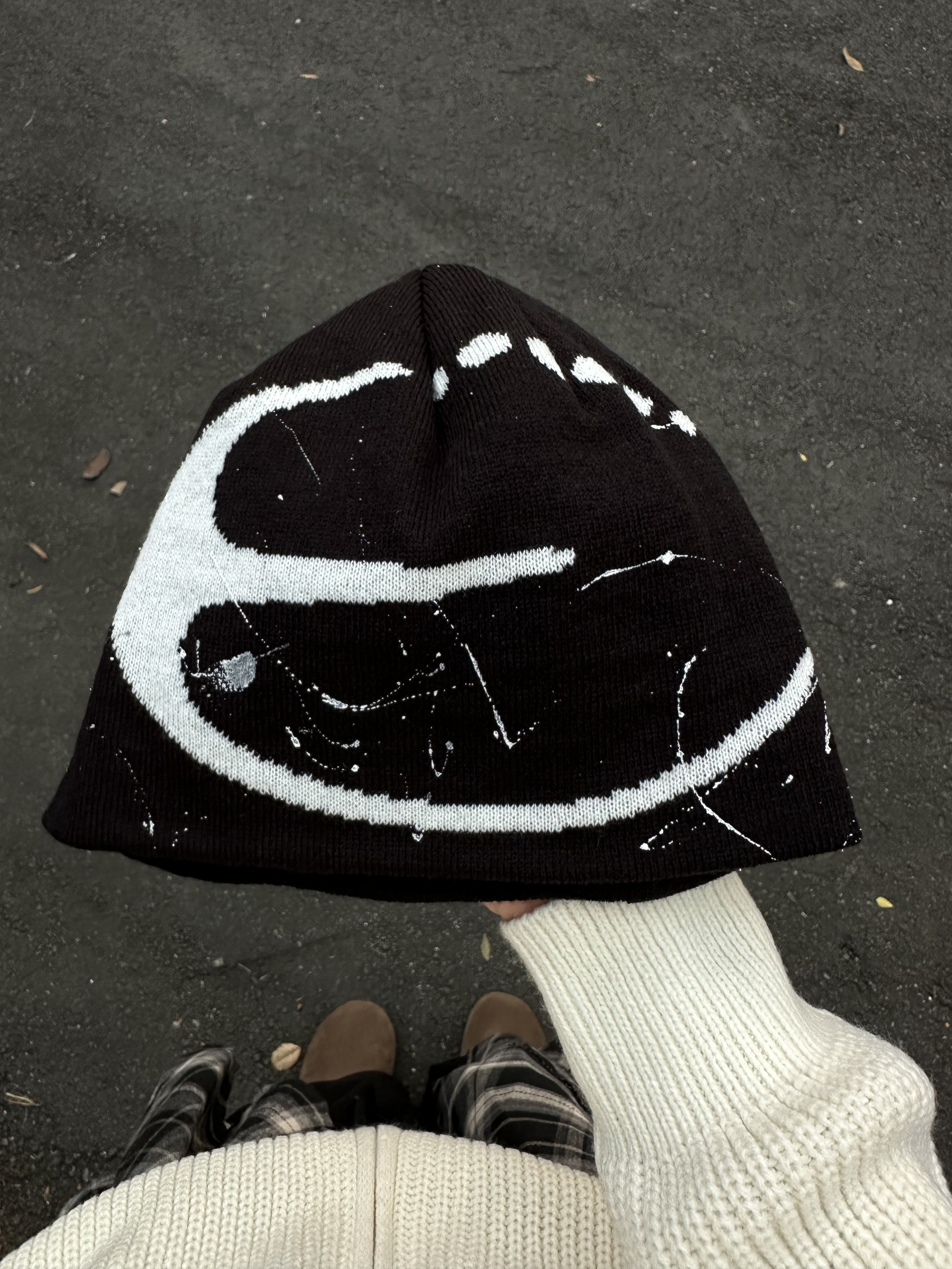 噴漆感 字母 針織 毛帽