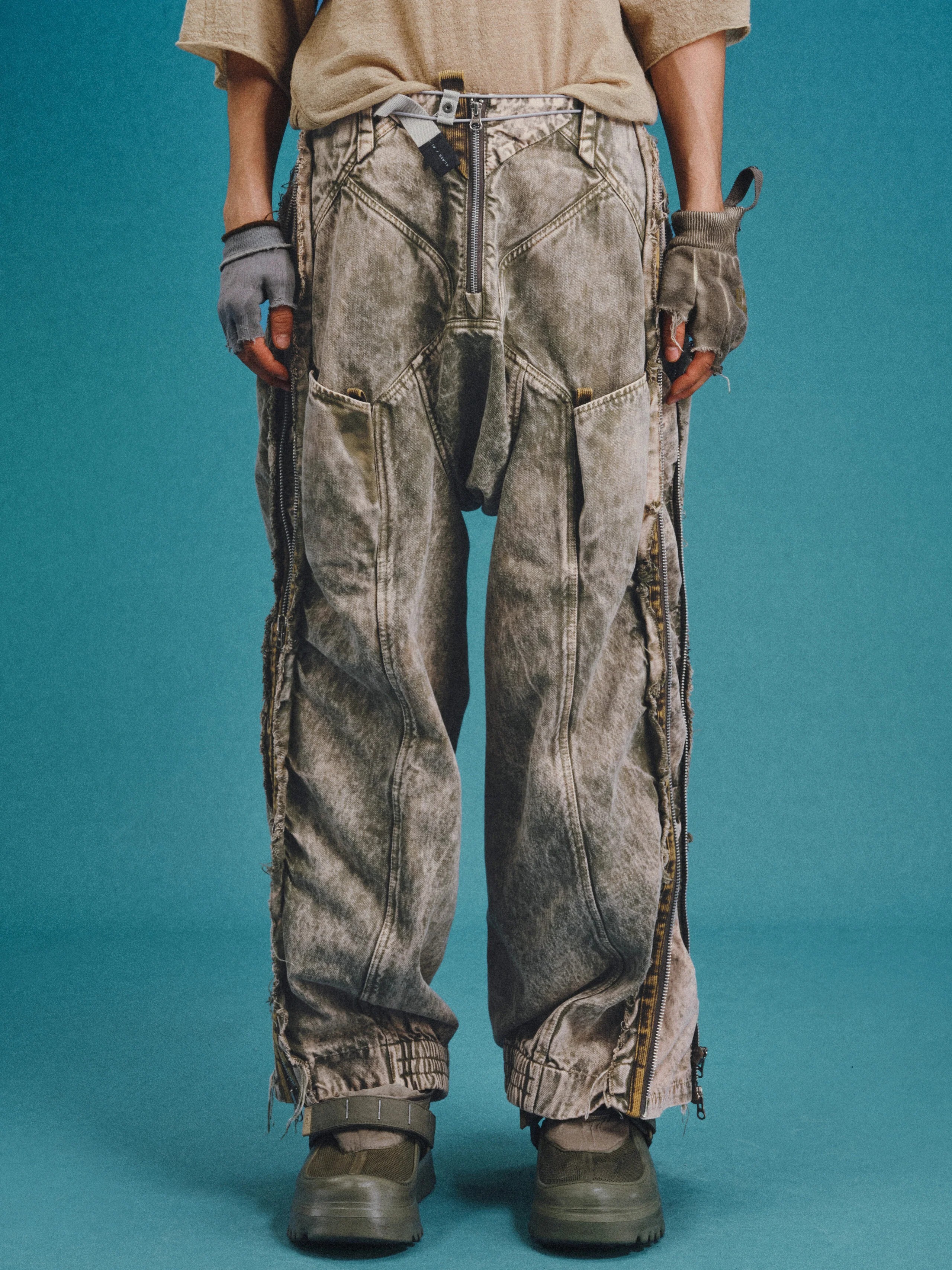 【Focus Store】現貨 Hamcus FW25 DUSZEN EX-6 / Wayfarer‘s Heavy-Wash Tassel-Striped Jeans 重度水洗流蘇條紋牛仔褲 TM00725-1(QS)