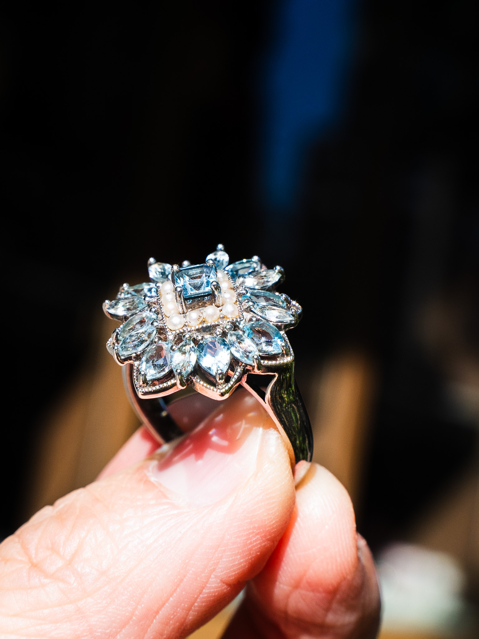 雪花拓帕石米珠戒指(OP1981)