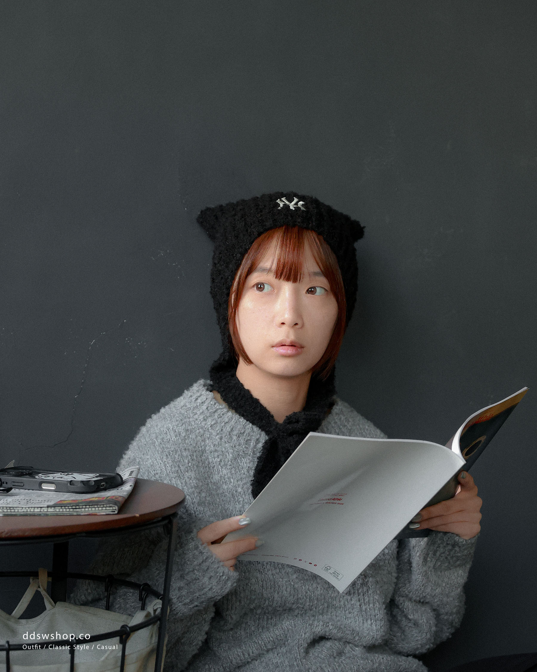 "代購" MLB 貓耳造型針織護耳毛帽