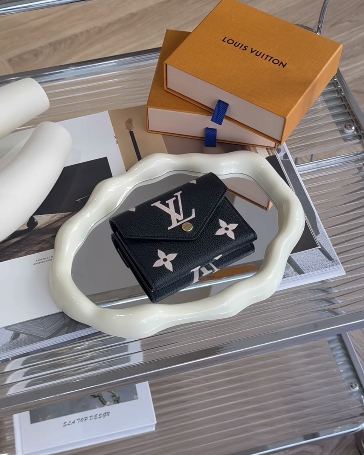 LV｜VICTORINE 三折短夾  黑/米白色 M80968