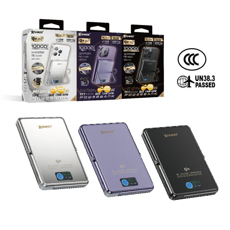 XPower M1 Ultra 半固態 QI2 磁吸 10000mAh 行動電源（TFT 彩屏｜3C 認證）