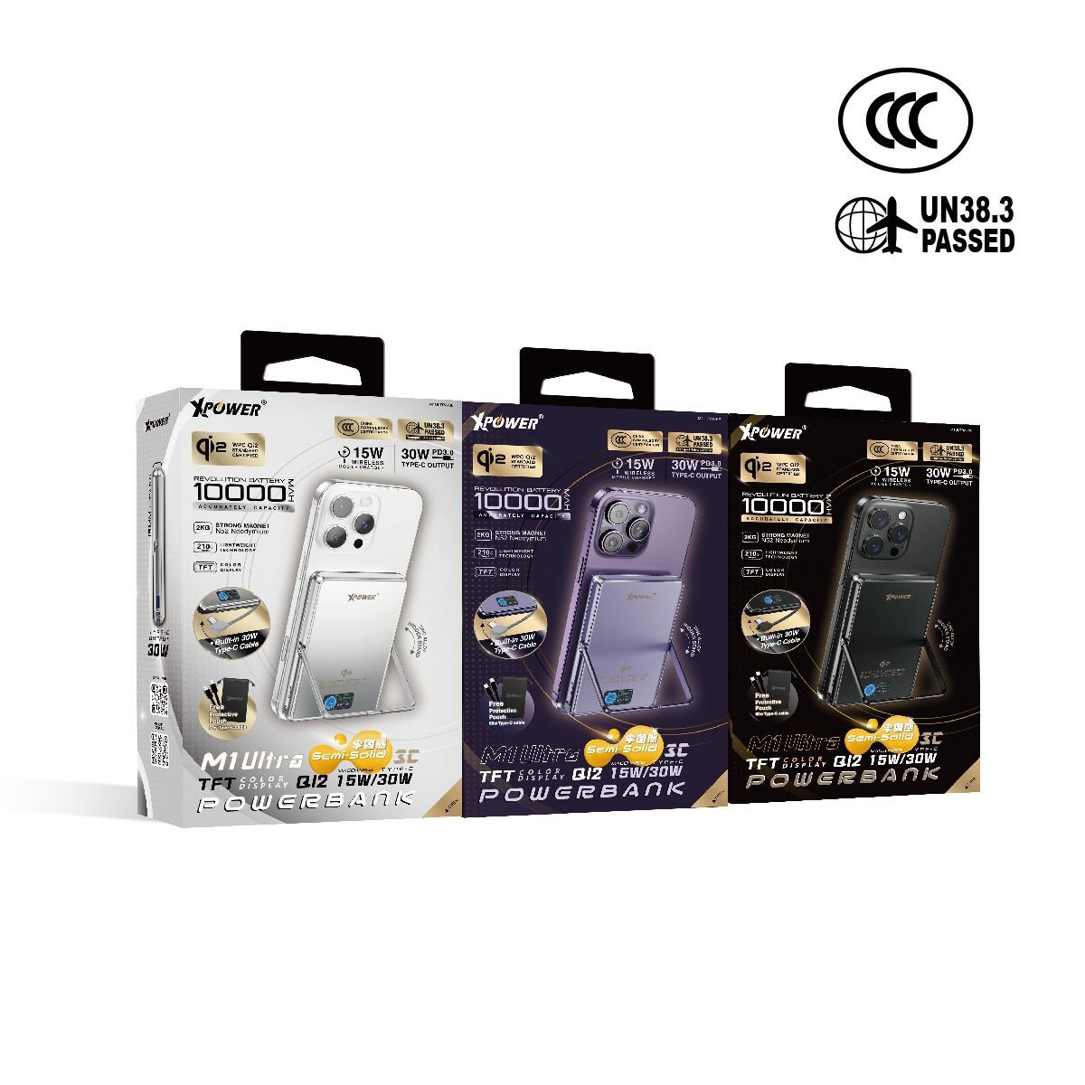 XPower M1 Ultra 半固態 QI2 磁吸 10000mAh 行動電源（TFT 彩屏｜3C 認證）