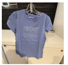 [S] DKNY BLUESTONE TRIPLE RHINESTONE FOIL LOGO TEE, DP6T1651-BSO (SD1851)