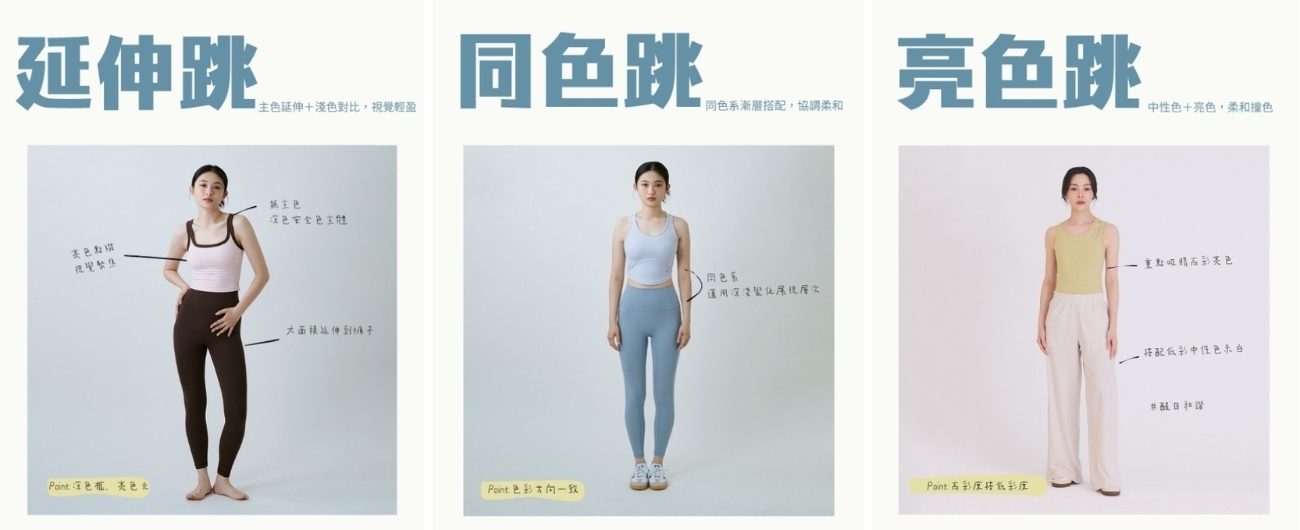 運動服跳色搭配配色秘訣