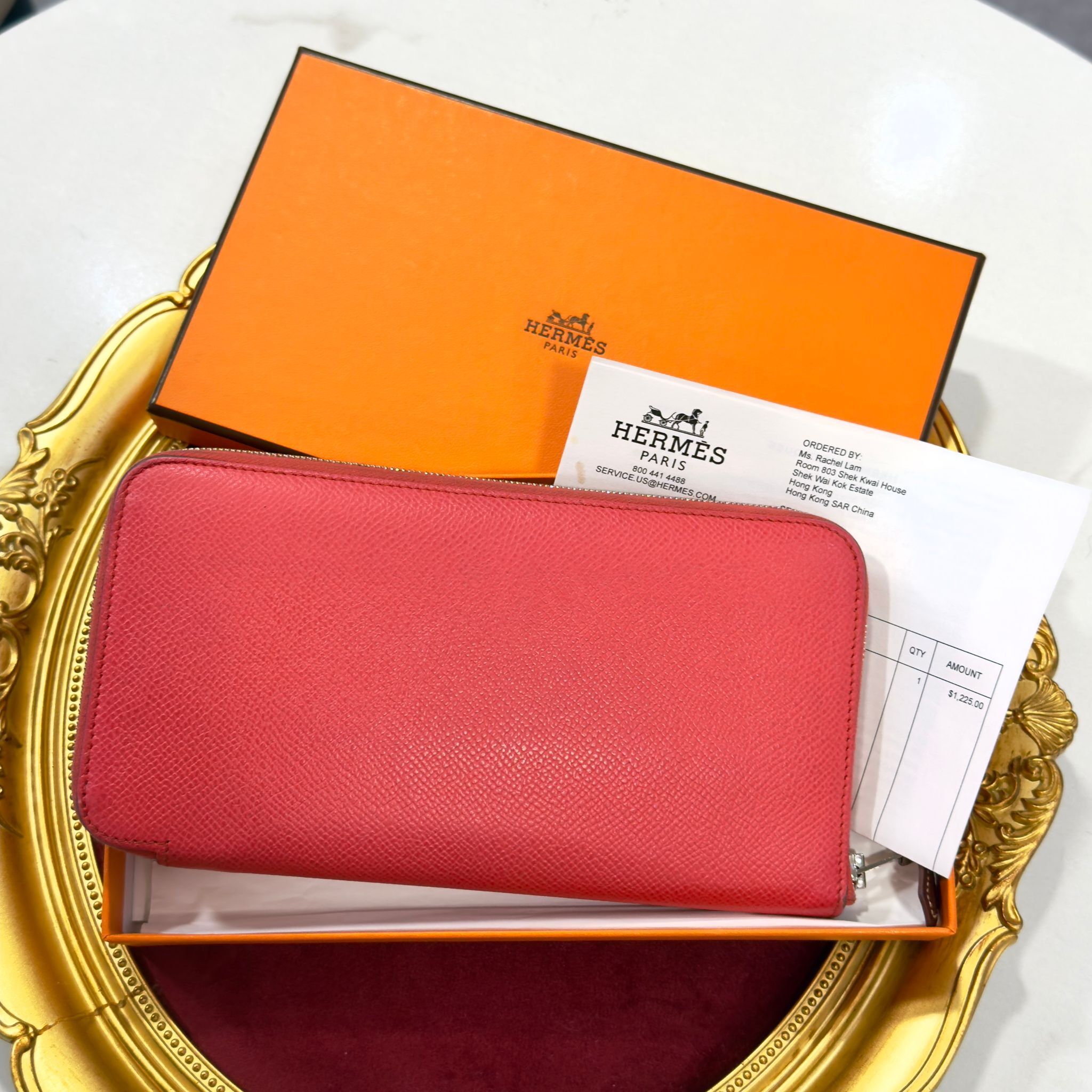 85%NEW二手HERMES長銀包德州玫瑰粉 SILK IN CLASSQIUE LONG WALLET ROSE TEXAS EPSOM #香榭站正品